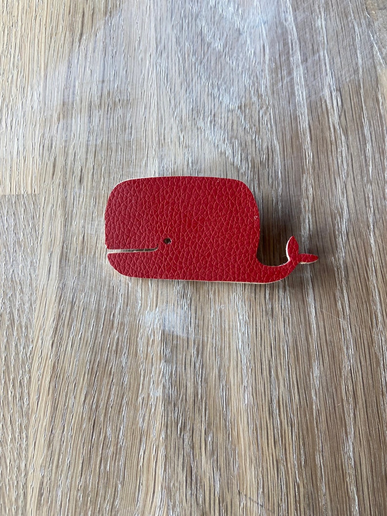 Whale brooch, red whale brooch,kawaii brooch, wooden brooch, animal pin brooch, sustainable jewelry brooch, animal brooch, sealife brooch image 5