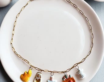 Boho charm necklace, statement simbol necklace, original hand made charms