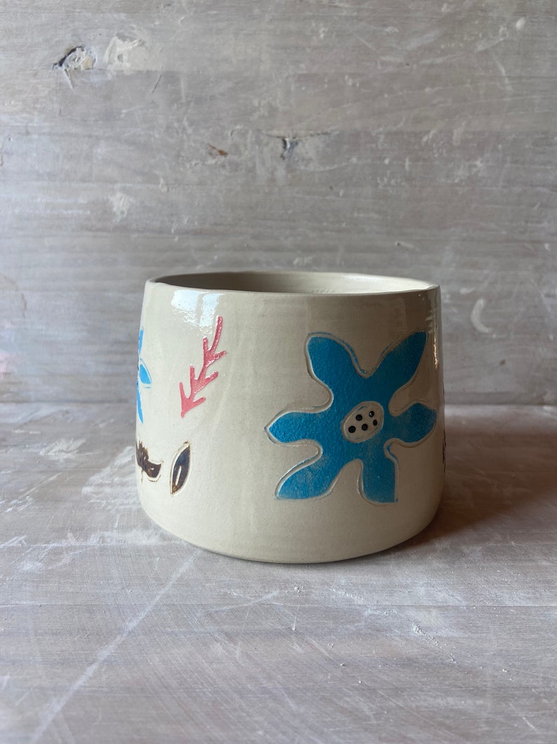 Painted plantpot, Planter, Ceramic pot, modern flowerpot, painted pottery, original pot, garden flowerpot, Boho design, modern decoration image 10