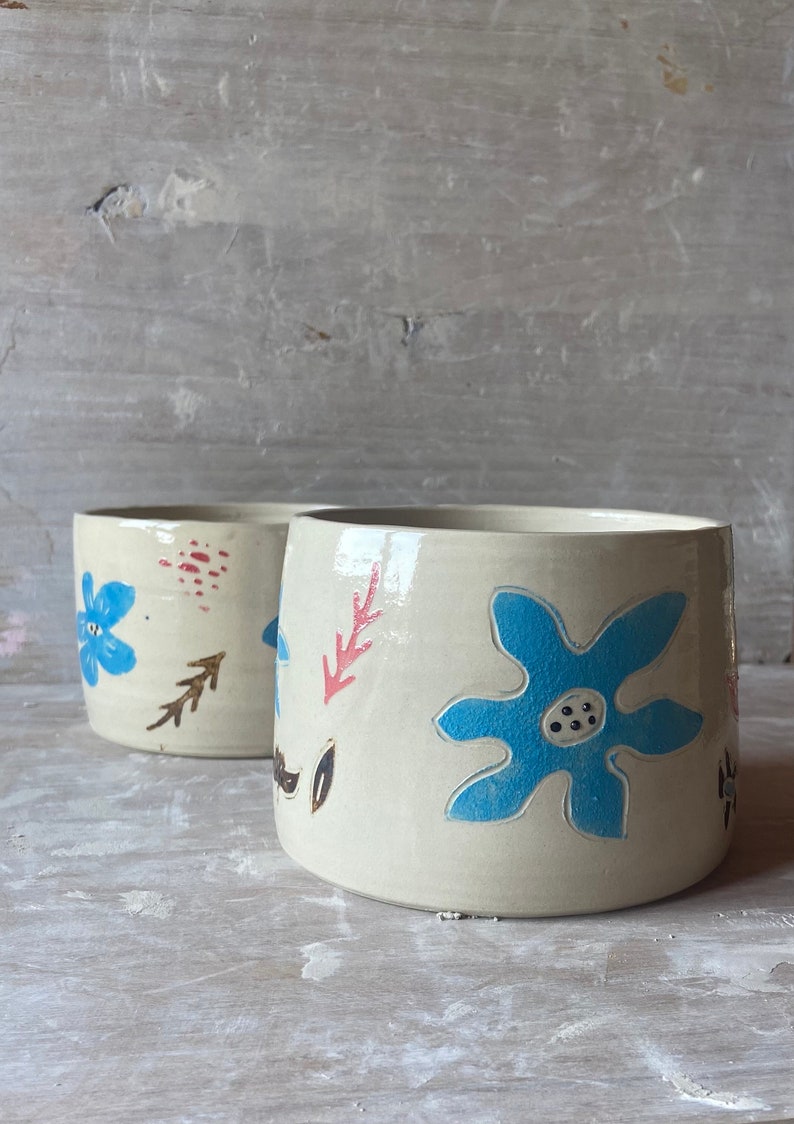 Painted plantpot, Planter, Ceramic pot, modern flowerpot, painted pottery, original pot, garden flowerpot, Boho design, modern decoration image 2