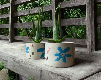 Painted plantpot, Planter, Ceramic pot, modern flowerpot, painted pottery, original pot, garden flowerpot, Boho design, modern decoration