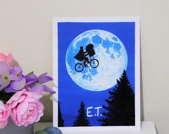 E.T. movie poster original acrylic painting on paper