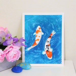 Koi fish original gouache painting on paper image 1