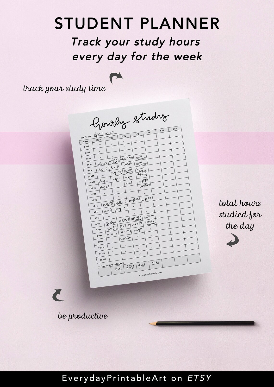 Student Printable Planner College Planner Study Tracker | Etsy