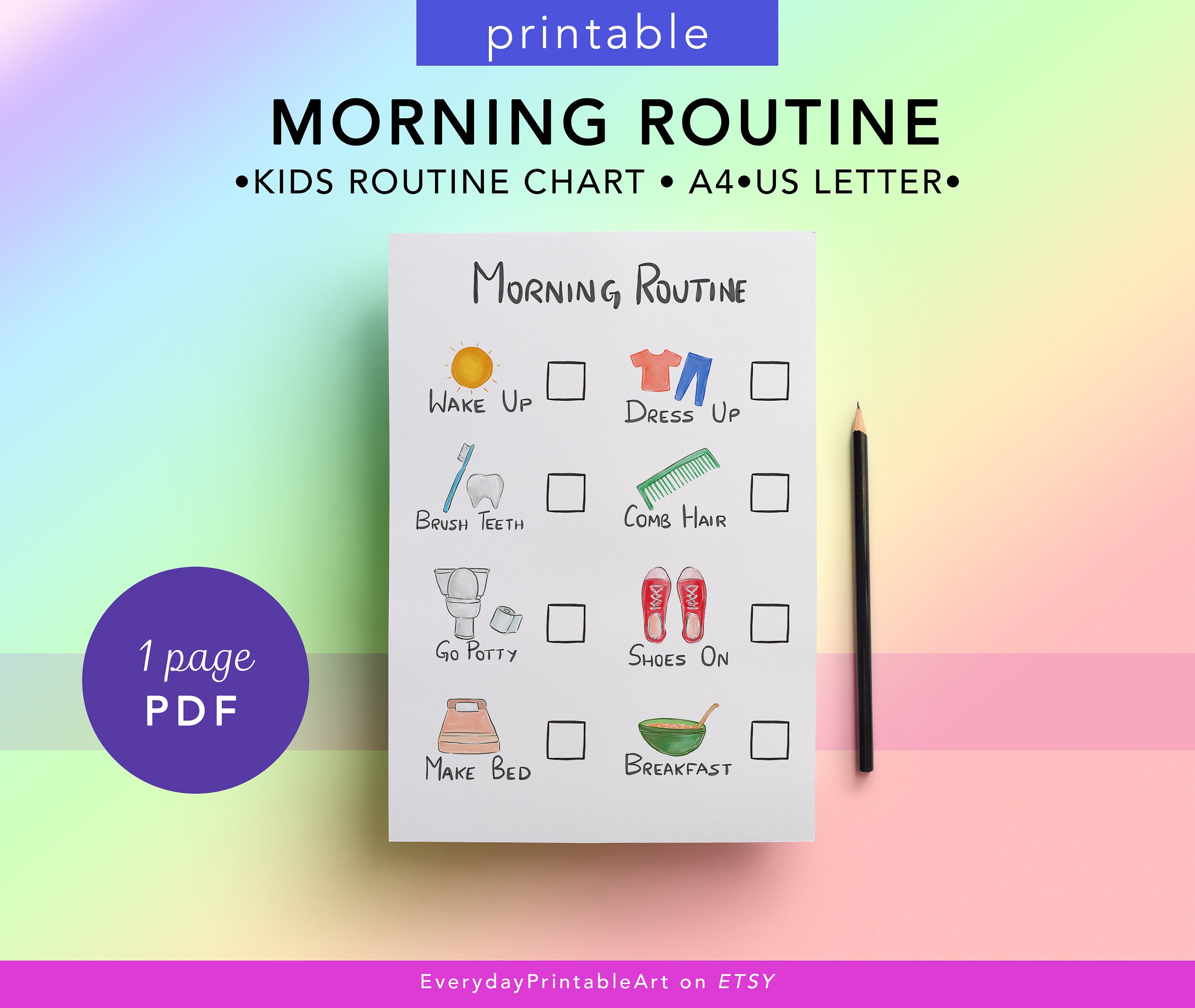 Morning Routine For Toddlers Daily Schedule Printable Kids Etsy