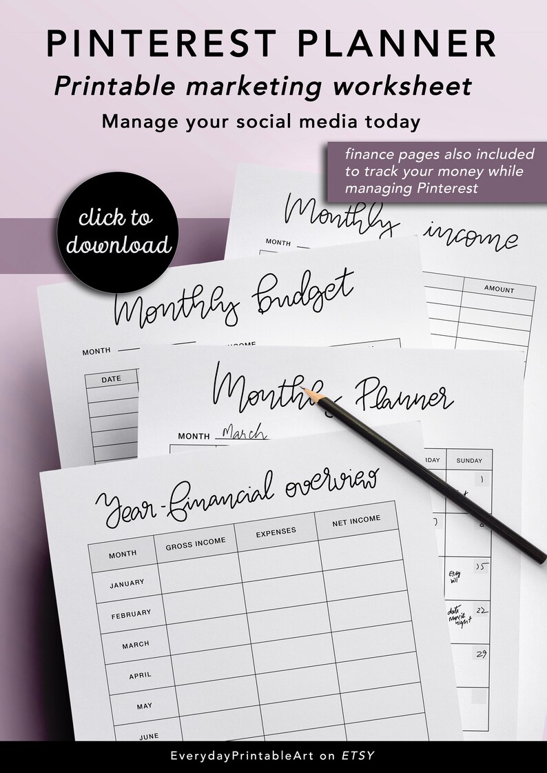 Pinterest Marketing Planner Printable Pinterest Worksheet - Etsy
