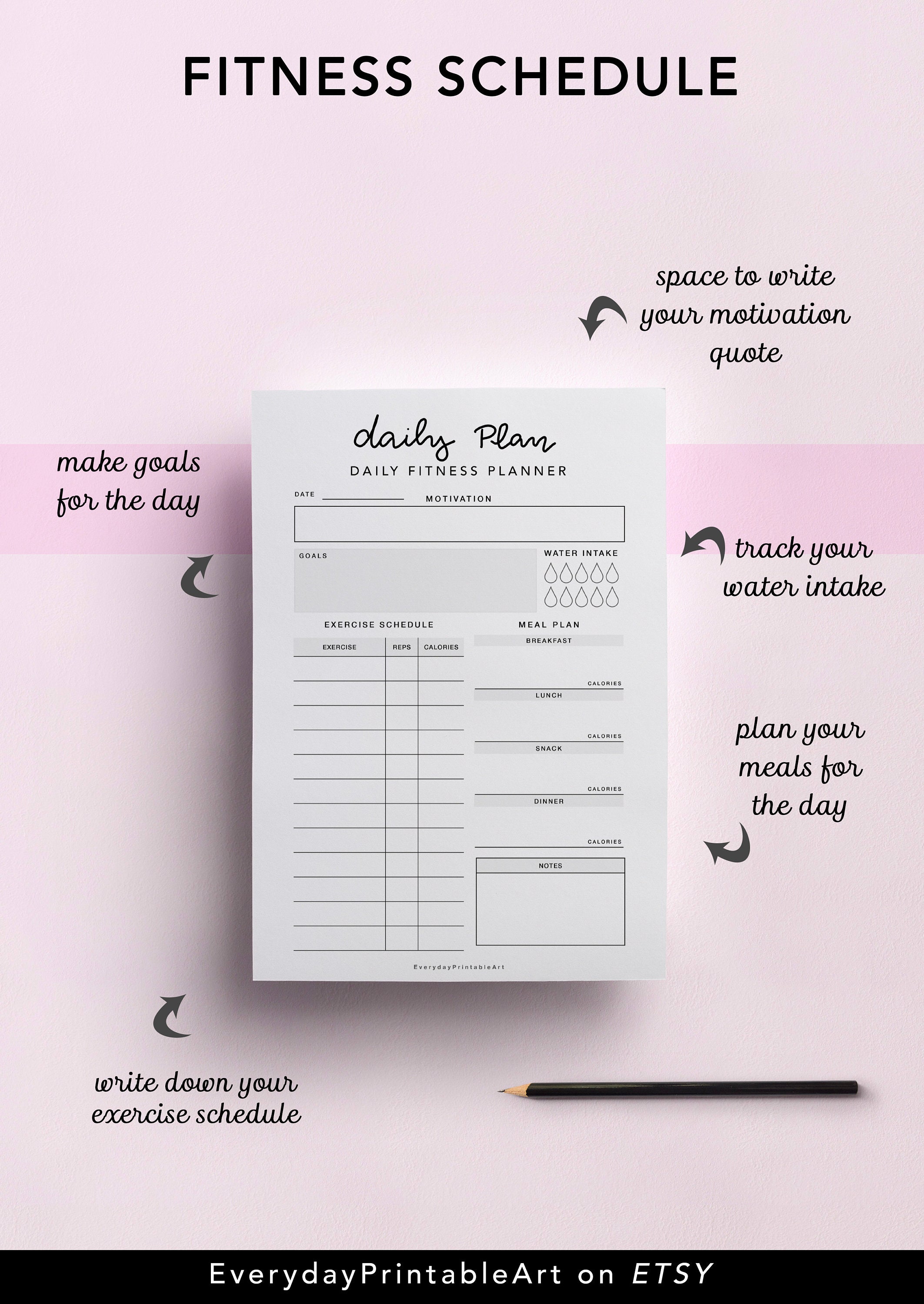 Fitness Plan Workout Planner Printable With Meal Planning - Etsy