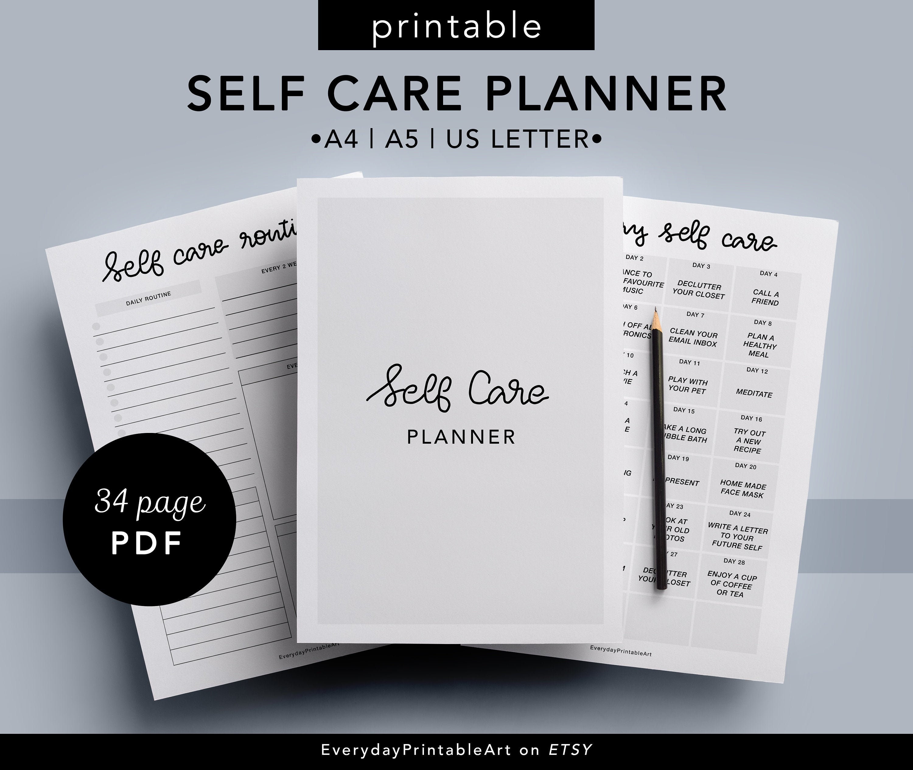 Self Care Planner Wellness Planner Health Printable Mood Etsy