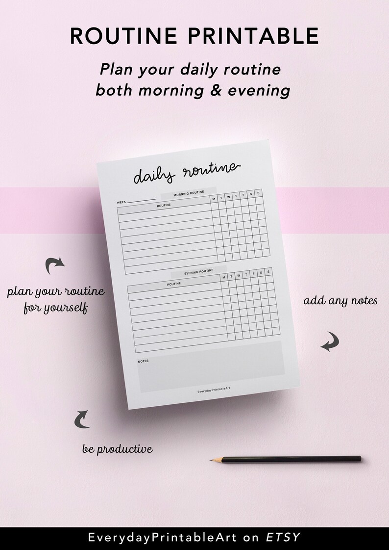 Daily Routine Planner Routine Tracker Printable Morning - Etsy