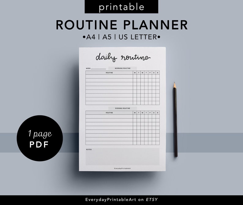 Daily Routine Planner Routine Tracker Printable Morning | Etsy UK