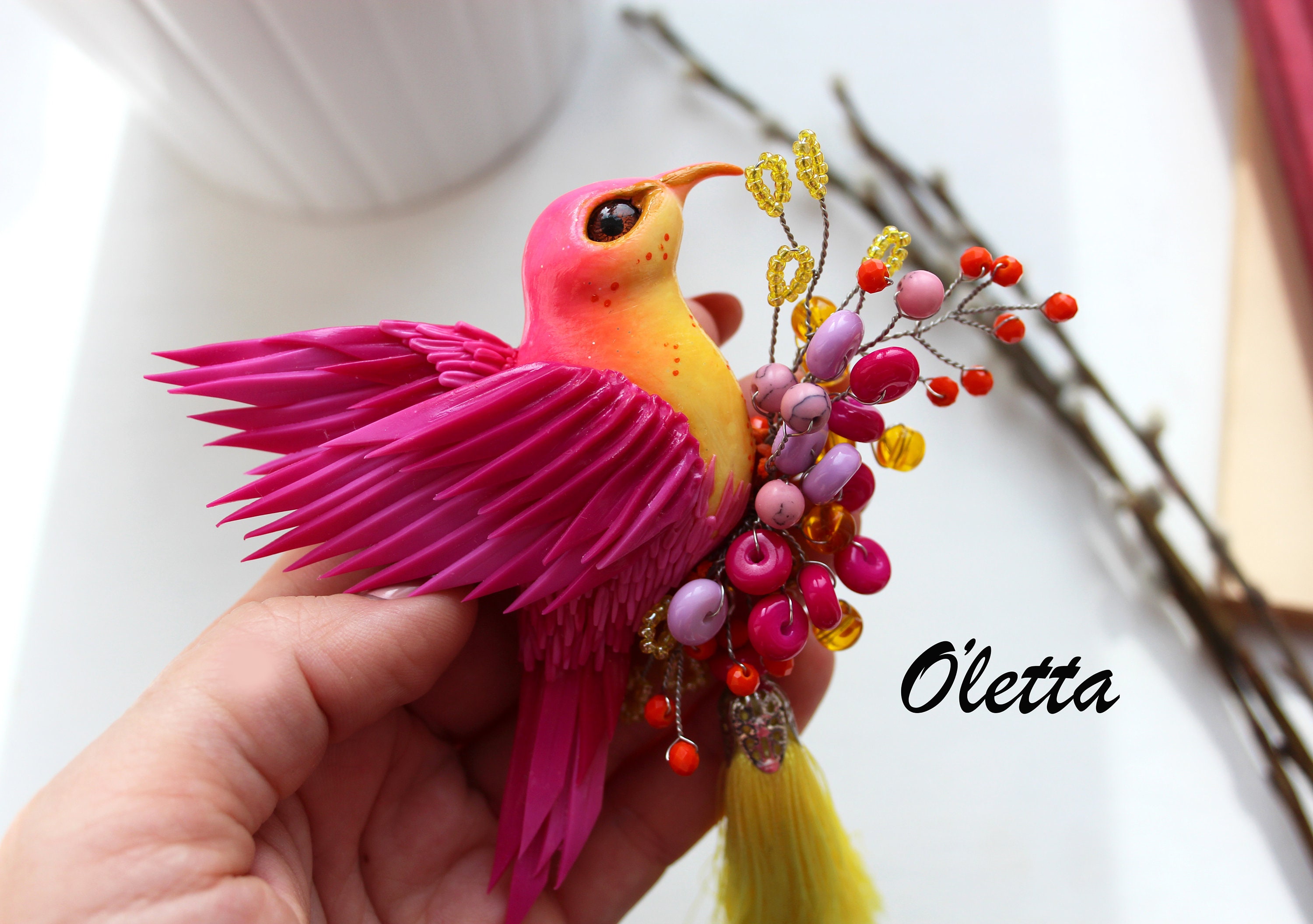Flying bird from polymer clay. Video tutorial. How To Create Etsy