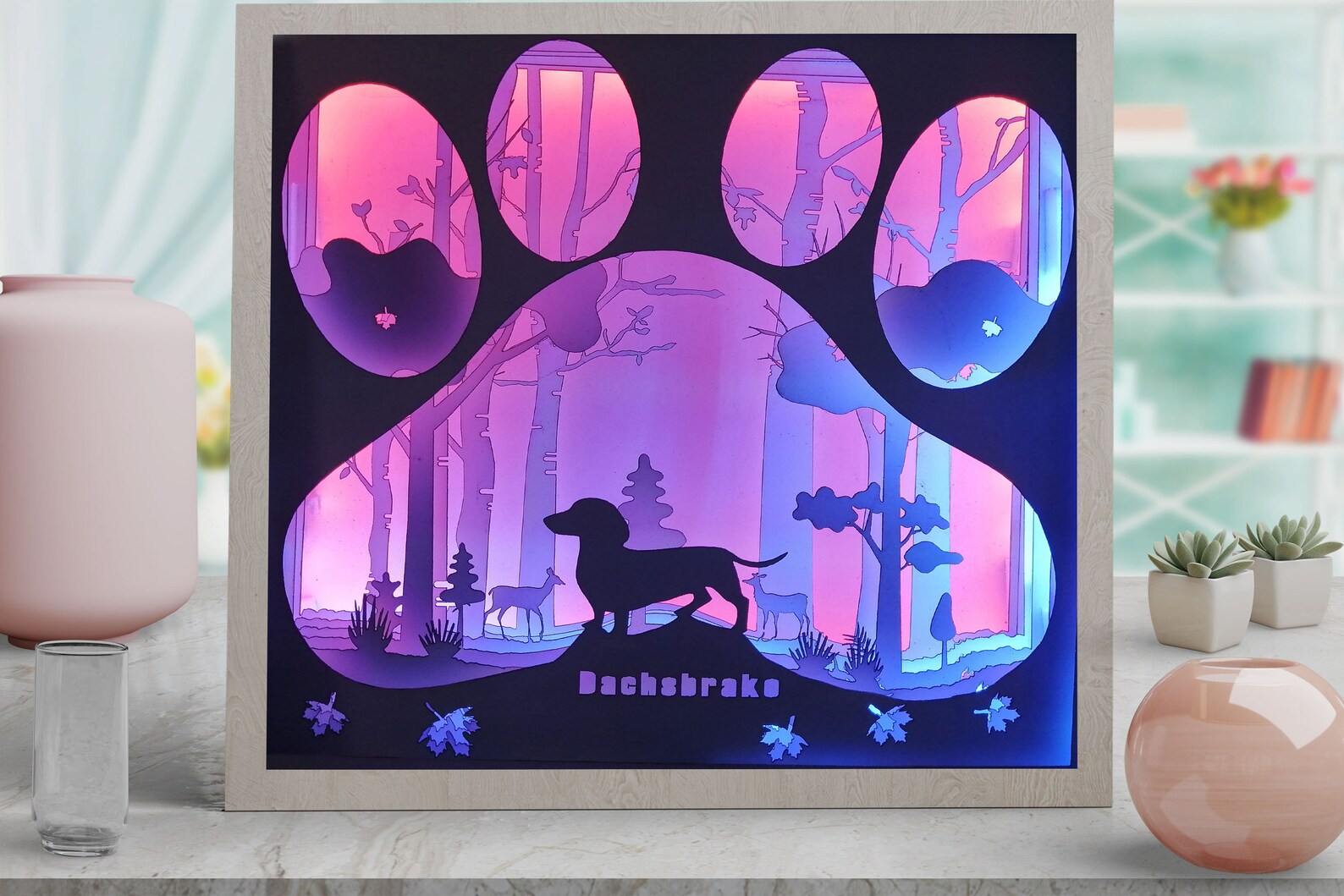 Light box Shadowbox svg template dog Dachsbrake 3d Papercut | Etsy