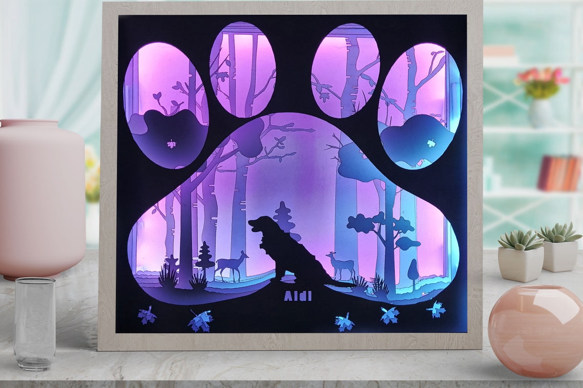 Light Box Shadowbox Svg Template Dog Aidi 3d Papercut Layered Etsy