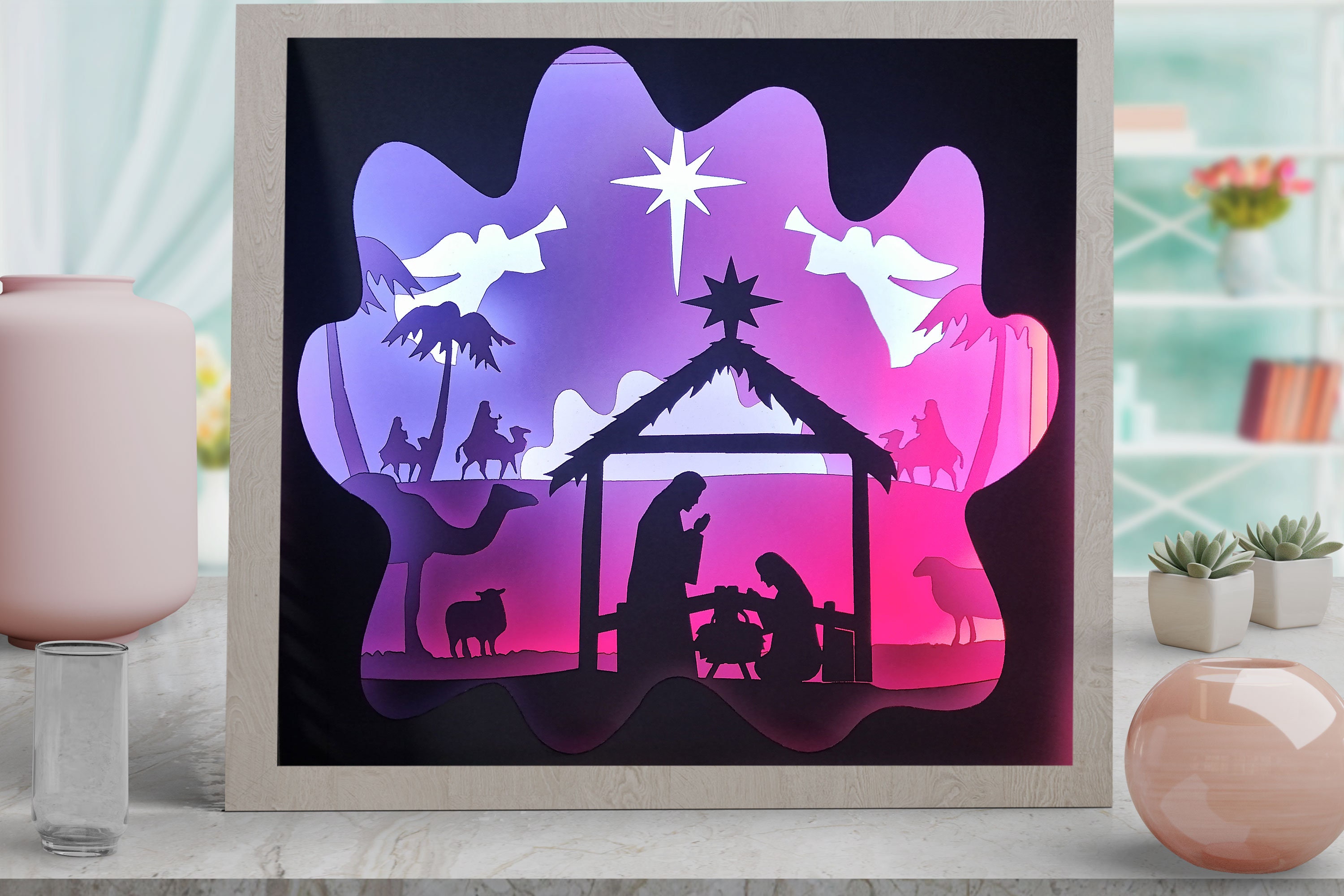 Light box Shadowbox svg template Nativity Christmas 3d | Etsy