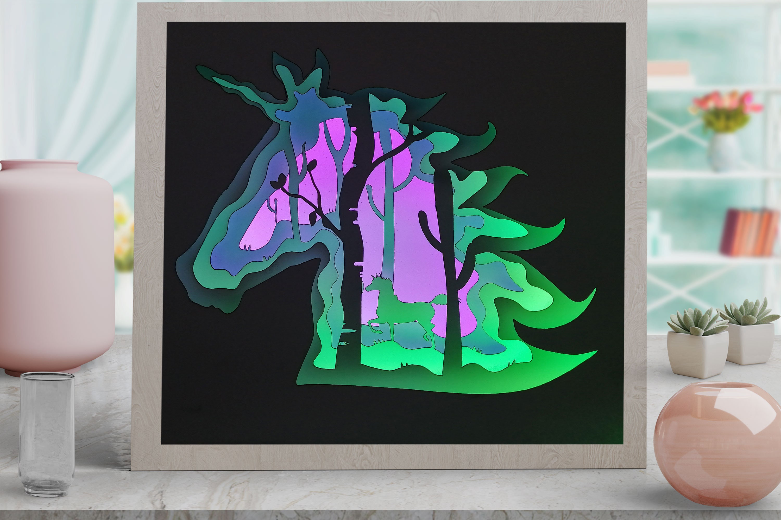 Light box Shadowbox unicorn 3d svg Papercut template layered | Etsy