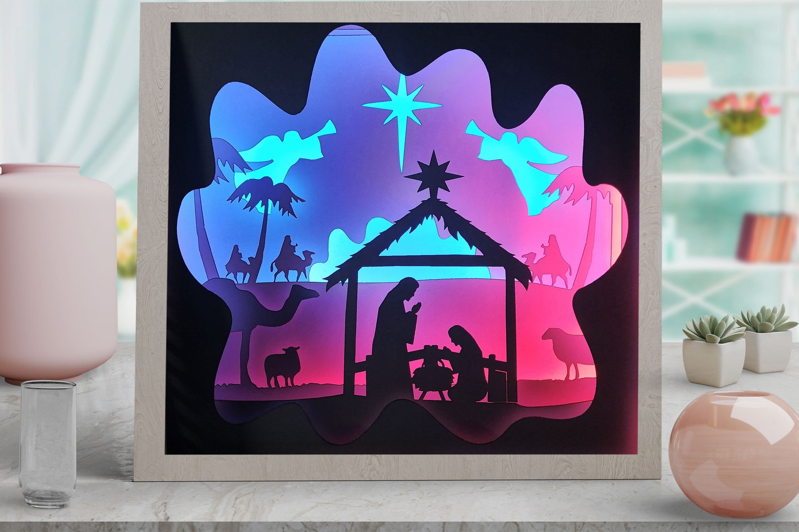 Download Light box Shadowbox svg template Nativity Christmas 3d | Etsy