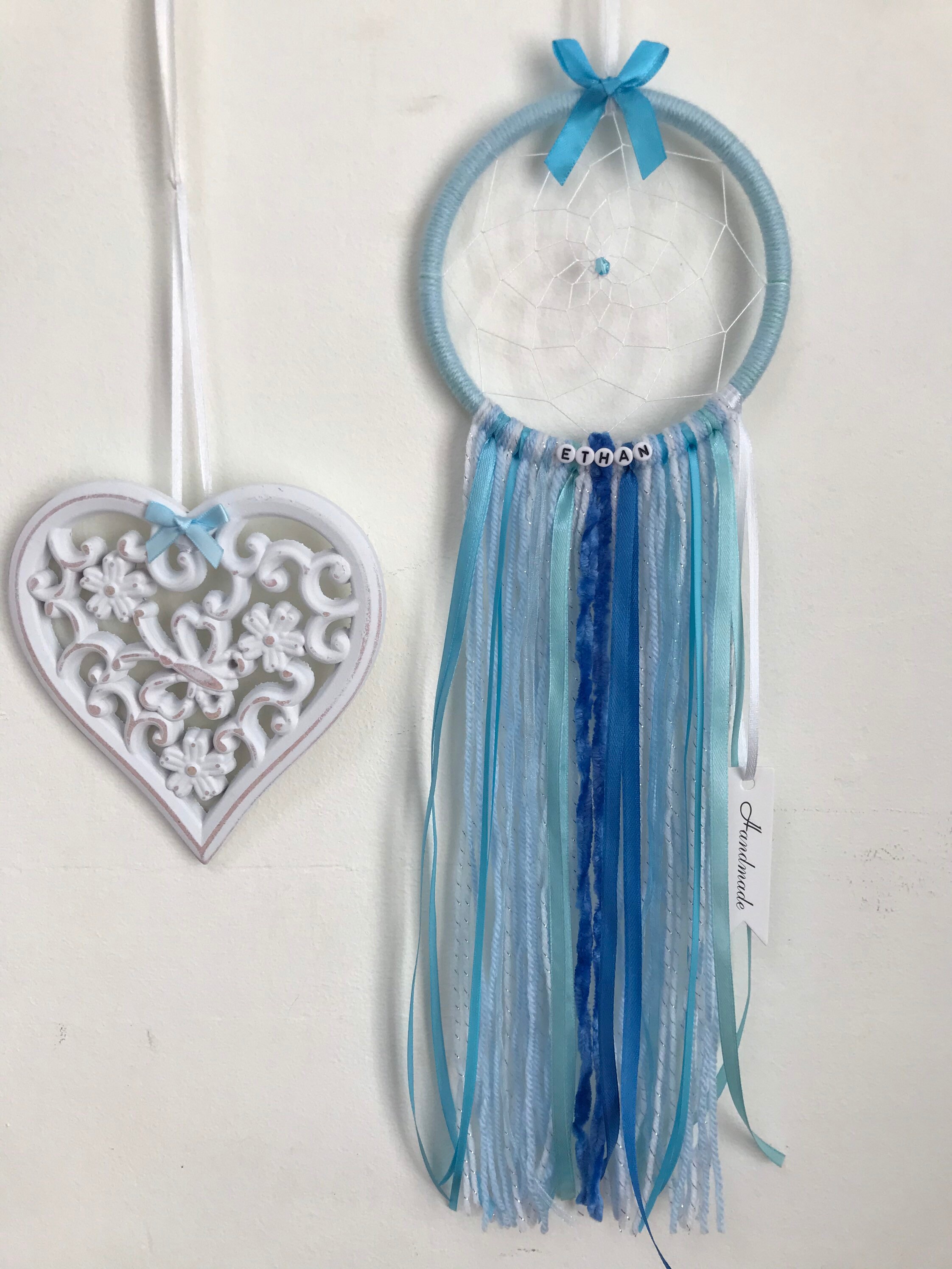 Handmade PERSONALISED Pretty Blue Dream Catcher New Baby Boy Etsy