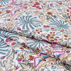 Beautiful Hand Block Printed Fabric, Cotton Fabric, Indian Fabric, fabric by yard, Block Printed Cotton womens clothing