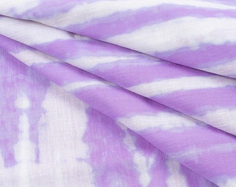 Indian Tie Dye Purple White Hand Dyed Fabric: Indian 100% Pure Cotton Natural Light Weight Fabric Home Decor Handmade Fabric By The Yard