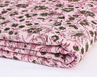 Block Print Fabric: Indian Floral Print Fabric 100% Pure Cotton Fabric For Women's Dress Jaipuri Print Fabric Sewing Fabric By The Yard