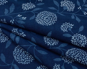 Clothing Fabric, Floral fabric Indigo Blue print fabric  print fabric by the yard, summer dress woman clothing jaipur Print fabric