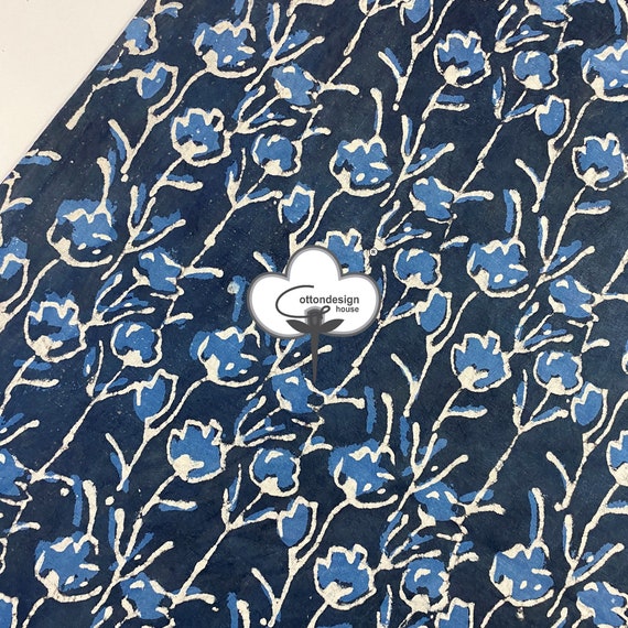 ladies dress material cotton Indigo Blue Hand Block Print Fabric Indian Handmade Fabric for Dress Making Summer Women Dress Fabric Robe by Yard 071126MD-25%