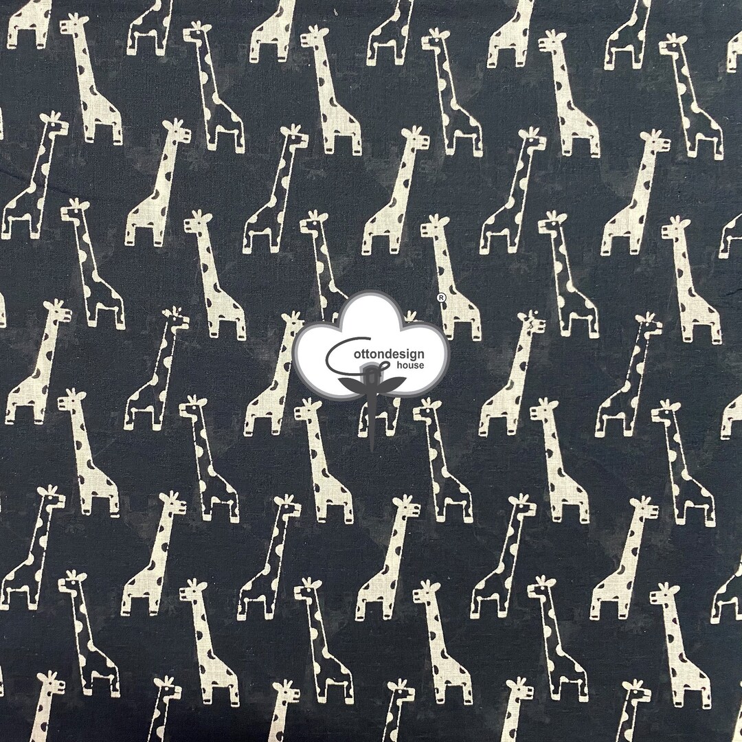 Black Giraffe Print Cotton Fabric Hand Block Print Fabric - Etsy