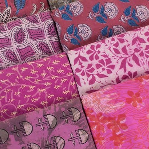 Fabric By The Yard Pink Color Fabric Indian Dabu Block Printed Handmade 100% Cotton Bundle Fabric Summer Dressmaking Home Decor Fabric
