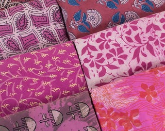 Fabric By The Yard Pink Color Fabric Indian Dabu Block Printed Handmade 100% Cotton Bundle Fabric Summer Dressmaking Home Decor Fabric