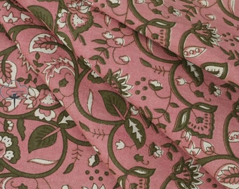 Green Dabu Hand Block Print Fabric Indian 100% Pure Cotton Fabric Home Decor Fabric Kids Dress Fabric Sewing Running Fabric By The Yard