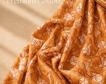 Hand Block Printed Dabu Fabric: Indian Mud Resist Cotton camel brown Fabric "Kite Print Fabric"