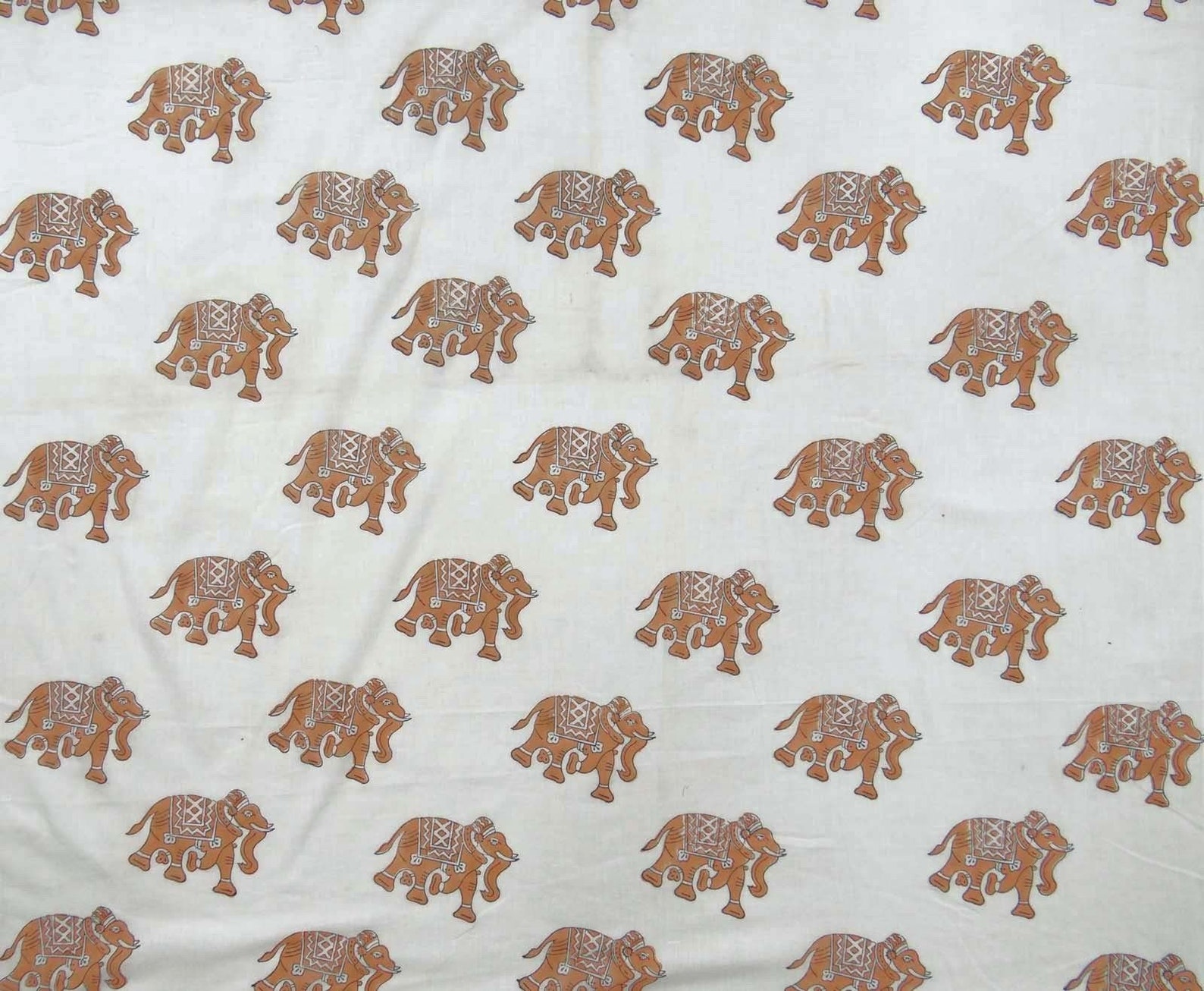 India Cotton Fabric By The Yard Elephant Block Print Fabric Etsy