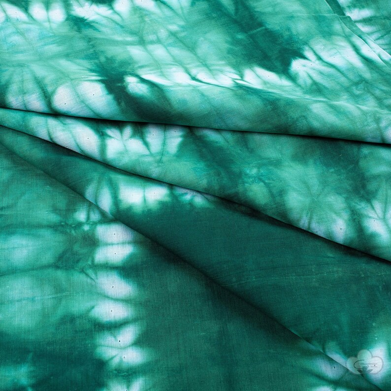 Green Tie Dye Indian Cotton Natural Light Weight Fabric by the Yard