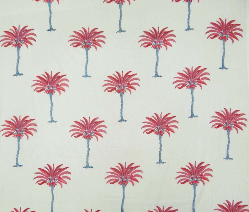 Pink Palm Tree Hand Block Print cotton fabric India Cotton Fabric Dress Material Dress Making Summer Women Dress Fabric Robe By Yard image 1