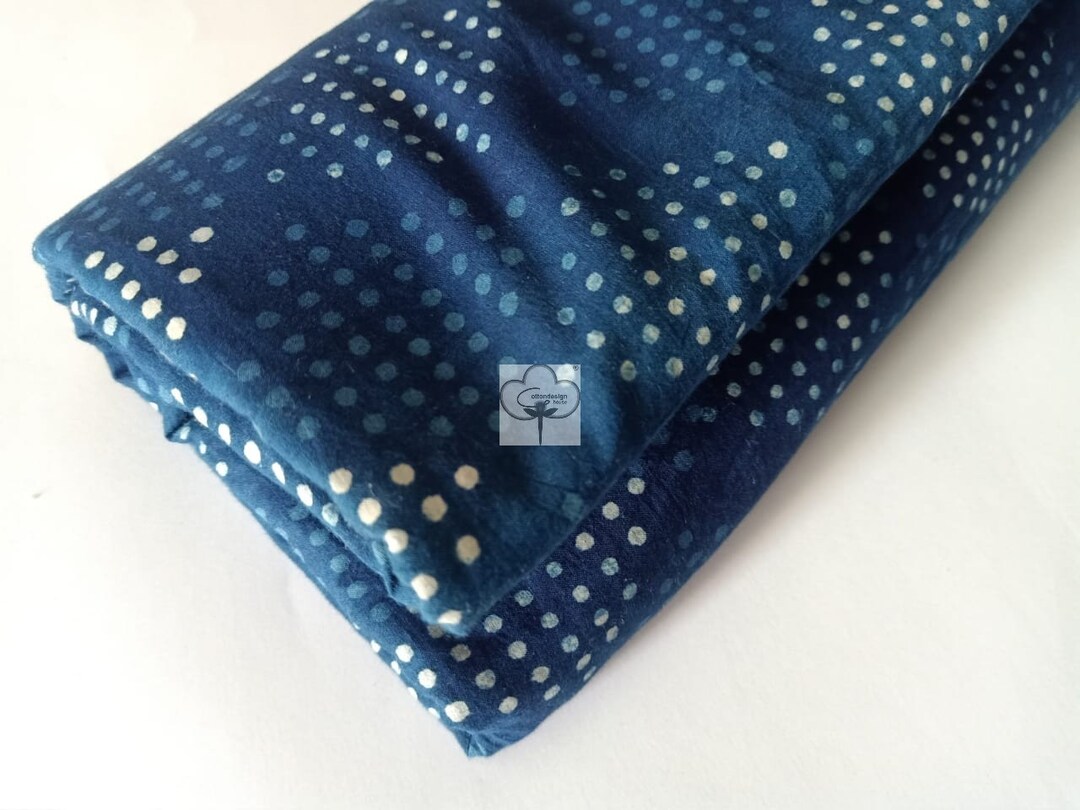Indigo Blue Indian Block Print Fabric Vegetable Dyed by the Etsy