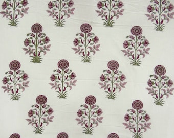 Multi Color Floral Hand Block Print Fabric Indian Handmade 100% Cotton Fabric Dress Material Light Weight Kids Dress Fabric By The Yard