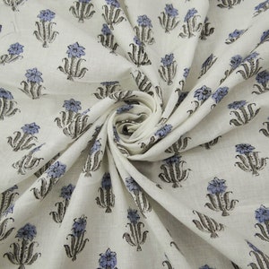 Multi Floral Hand Block Print Indian Handmade 100 % Cotton Fabric For Dress Material Dress Making Summer Women Dress Fabric Robe By Yard
