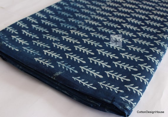 indigo cotton dress material Blue Indigo Dyed Cotton Fabric: Indian Summer Dress Material