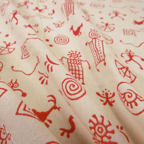Cotton Fabric by the Yard Printed Voile Fabric Hand Block Print