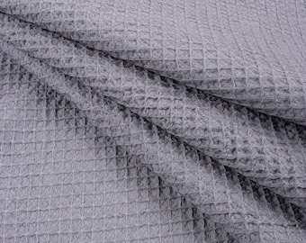 Organic Cotton waffle fabric cotton, Indian Cotton waffle Gray Fabric for Clothing, Towels, Nursery Sewing, Baby Items & Home Decor