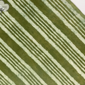 Green Striped Dabu Print Fabric Indian 100% Cotton Fabric Hand Block Print Fabric Womens Dress Fabric Home Decor Fabric By The Yard