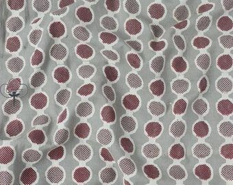 Block Print Dots Red Gray Color Print Fabric Indian Cotton Fabric Jaipuri Block Print For Womens Clothing Vegetable dyed Fabric By The Yard