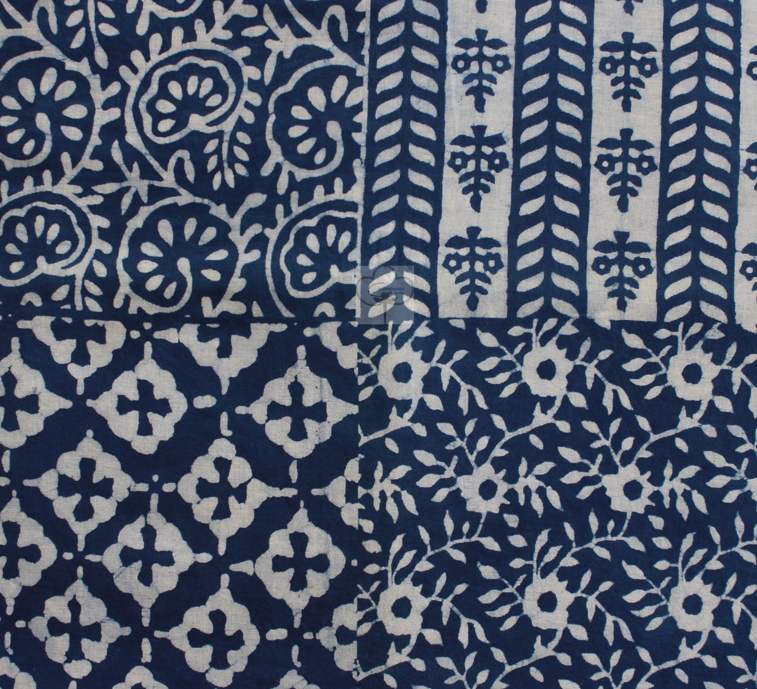 Cotton Block Print Fabric by the Yard Hand Dyed Fabric Blue - Etsy