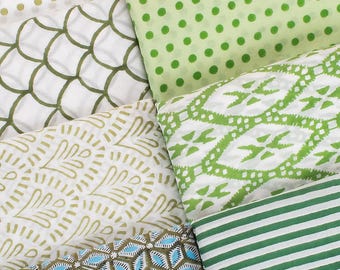 Green Color Bundles Fabric Indian Hand Block Printed Cotton Fabric  Quilting Sewing Home Decor Summer Dress Womens Clothing By The Yard