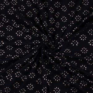 Black White Hand Block Printed Fabric Indian 100% Cotton Light Weight Summer Dressmaking Home Decor Monochrome By The Yard