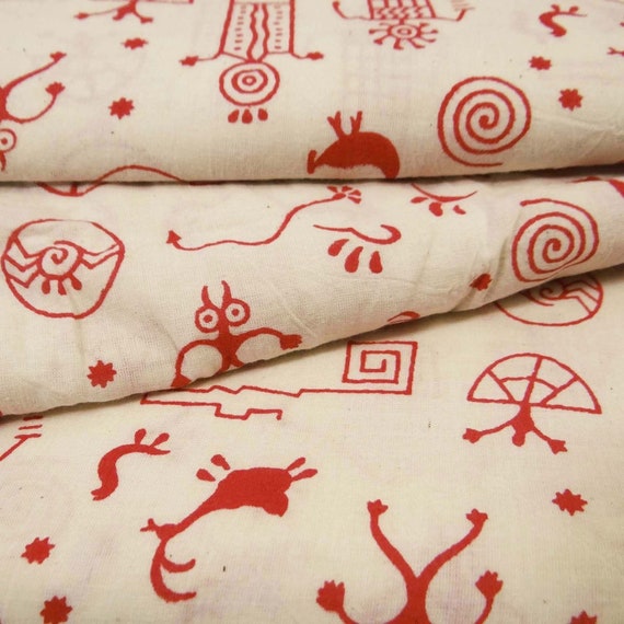 Cotton Fabric by the Yard Printed Voile Fabric Hand Block Print