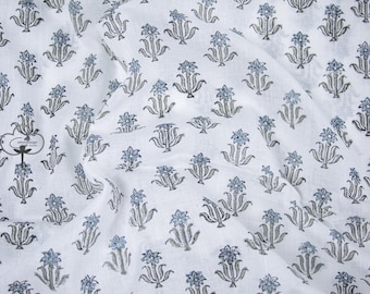 Floral Hand Block Print Fabric Indian Cotton Fabric, Dressmaking Fabric Sewing Fabric, Kids Dress Fabric By The Yard Handmade Fabric