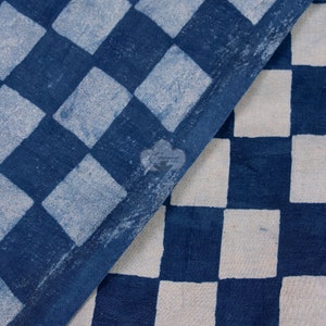 Indigo Blue White Striped Hand Block Print Cotton Fabric, Indian Fabric, Fabric by The Yard, Sewing Dress, Jaipur print fabric