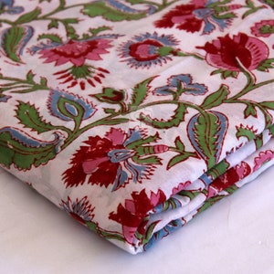 Hand block print, floral print, soft cotton fabric, Fabric modern floral fabric Indian print fabric womens dress fabric
