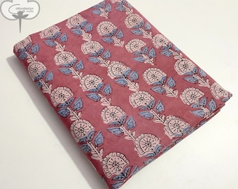 Dabu Floral Fabric, Hand Block Printed Fabric - Indian Cotton Fabric - dressmaking fabric by the yard